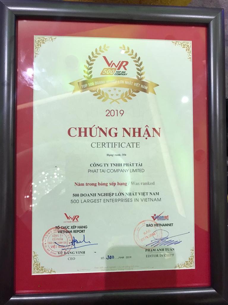 Công ty TNHH Phát Tài lọt top 500 doanh nghiệp lớn nhất Việt Nam năm 2019
